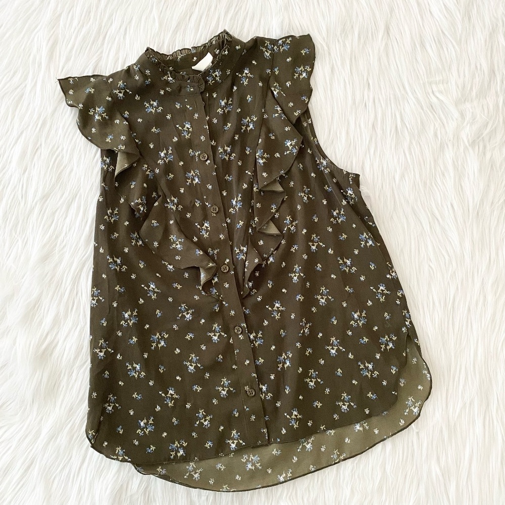 Treasure Bond Green Floral Blouse